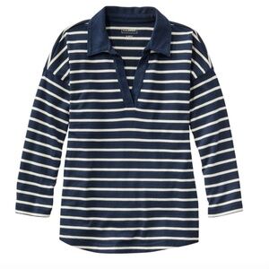 L.L. Bean Heritage Mariner Top, Splitneck Polo Three-Quarter-Sleeve Stripe